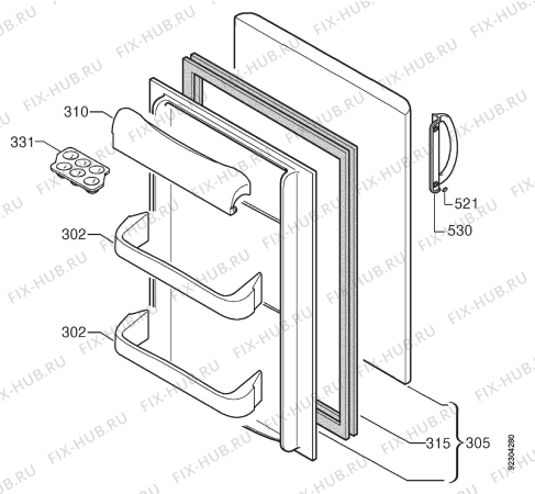 Взрыв-схема холодильника Electrolux ER6247T - Схема узла Door 003