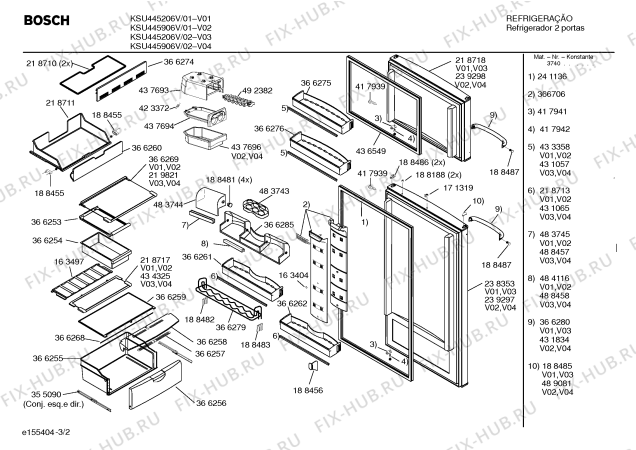 Схема №2 KSU445406Y BOSCH с изображением Упор для холодильной камеры Bosch 00188486