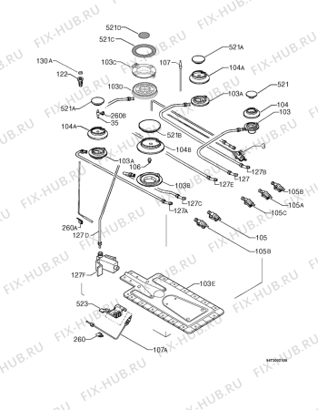 Взрыв-схема плиты (духовки) Zoppas PW955AS - Схема узла Functional parts 267