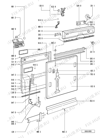 Схема №1 ADL 934 S AV с изображением Панель для посудомоечной машины Whirlpool 481245370831