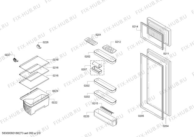 Взрыв-схема холодильника Bosch KID26A30 Bosch - Схема узла 02