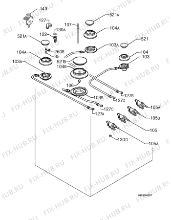 Взрыв-схема плиты (духовки) Zanussi ZCM6651W - Схема узла Functional parts 267