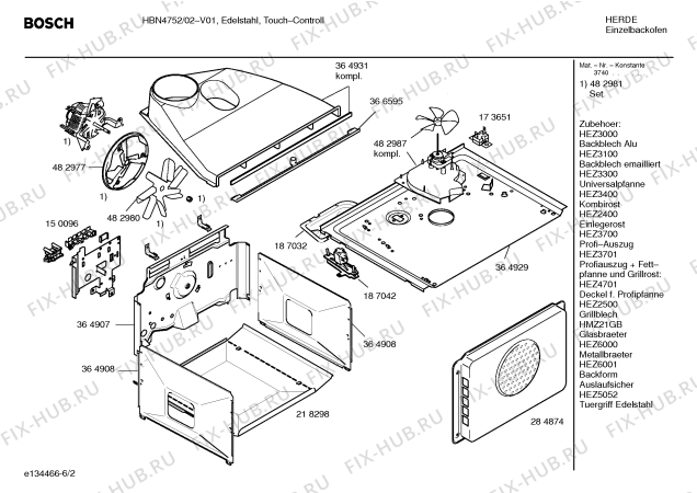 Схема №1 HBN6752 с изображением Крепеж для плиты (духовки) Bosch 00365237