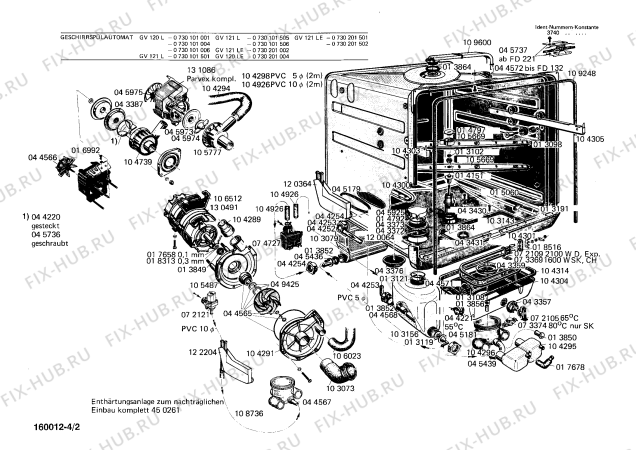 Взрыв-схема посудомоечной машины Bosch 0730101506 GV121L - Схема узла 02