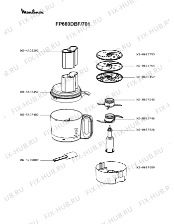 Взрыв-схема кухонного комбайна Moulinex FP660DBF/701 - Схема узла 0P003826.8P2