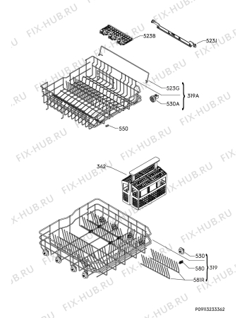 Взрыв-схема посудомоечной машины Electrolux ESL7225RA - Схема узла Basket 160