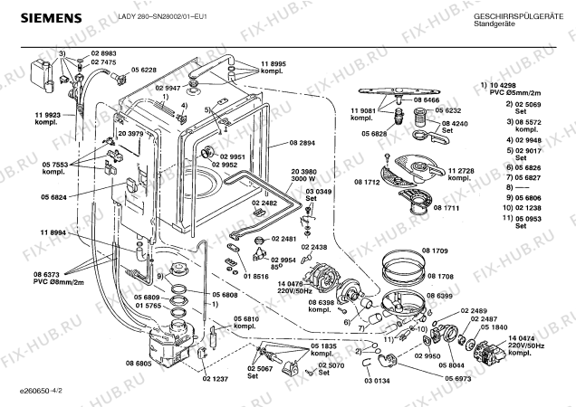 Схема №1 SN28002 с изображением Панель для посудомойки Siemens 00271200