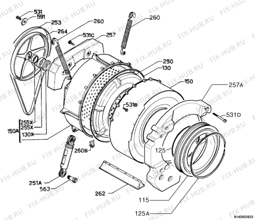 Взрыв-схема стиральной машины Zoppas PO655B - Схема узла Functional parts 267