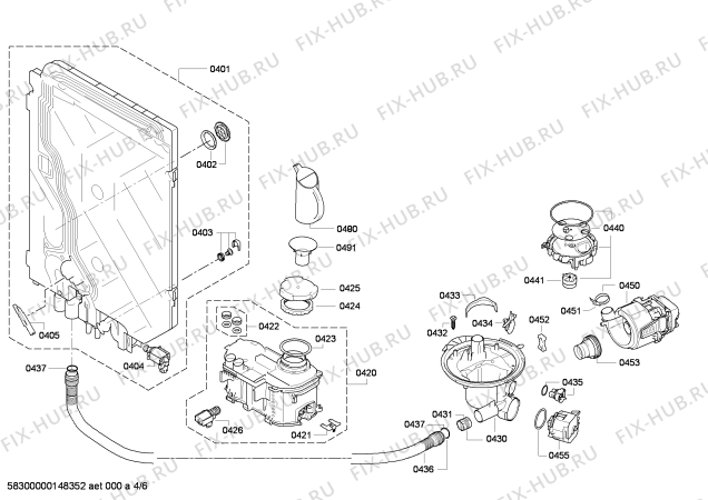 Взрыв-схема посудомоечной машины Bosch SMD86M64DE - Схема узла 04