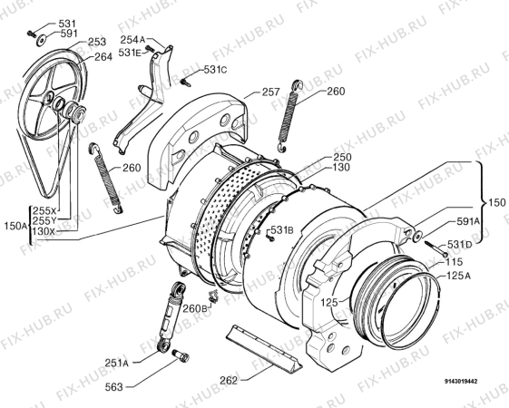 Взрыв-схема стиральной машины Rex Electrolux RE313E - Схема узла Functional parts 267