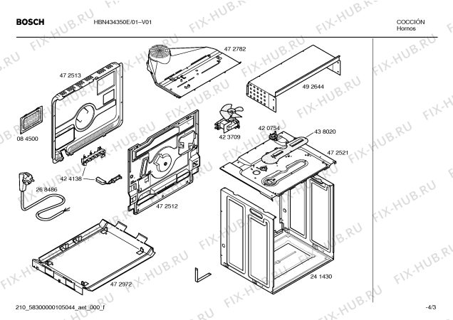 Схема №1 HBN434320E с изображением Инструкция по установке/монтажу для духового шкафа Bosch 00591921