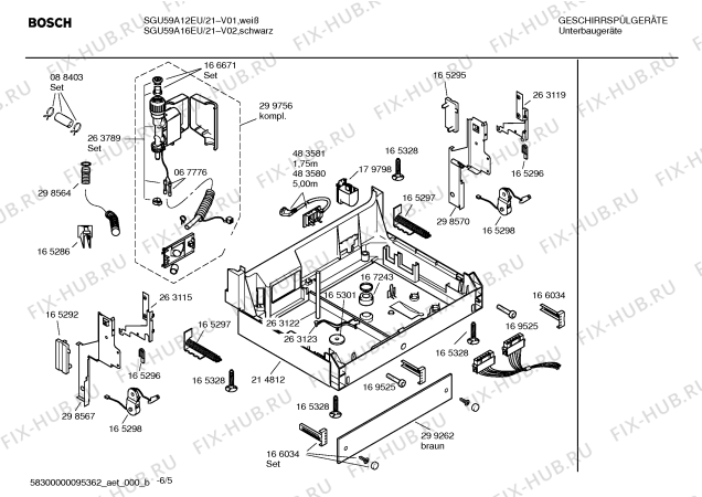 Взрыв-схема посудомоечной машины Bosch SGU59A16EU - Схема узла 05