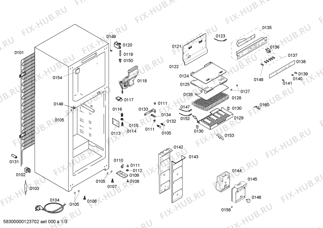 Схема №1 KD40NX70NE с изображением Дверь морозильной камеры для холодильника Siemens 00477672
