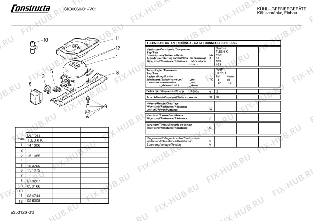 Взрыв-схема холодильника Constructa CK30060 - Схема узла 03