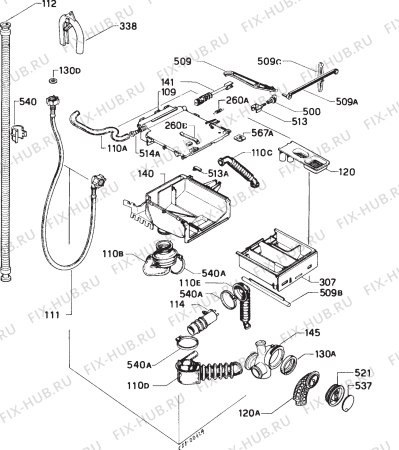 Взрыв-схема стиральной машины Electrolux WH267X - Схема узла Hydraulic System 272