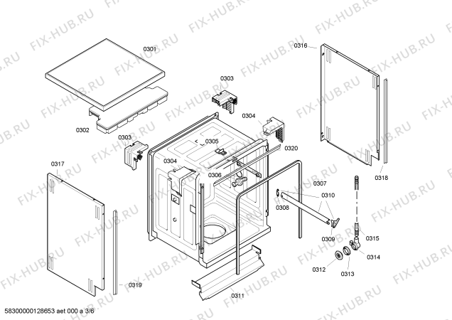 Взрыв-схема посудомоечной машины Bosch SGS55E76EU - Схема узла 03