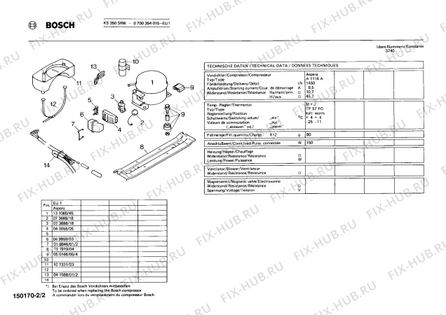 Взрыв-схема холодильника Bosch 0700354015 KS350SRW - Схема узла 02