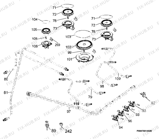 Взрыв-схема плиты (духовки) Zanussi ZCG502LW - Схема узла Section 6
