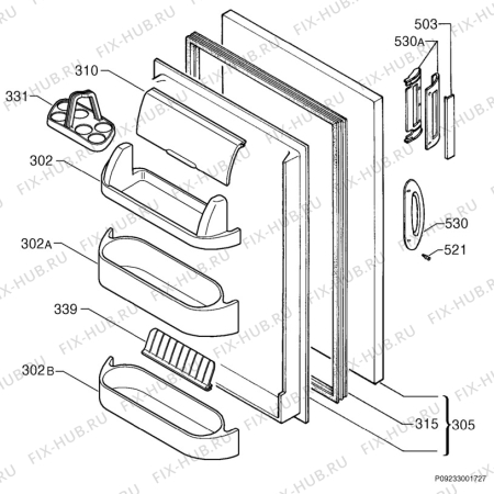 Взрыв-схема холодильника Electrolux ER6424T - Схема узла Door 003