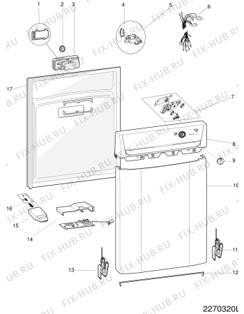 Схема №1 DSRL17B19 (F100777) с изображением Сенсорная панель для посудомойки Indesit C00486999