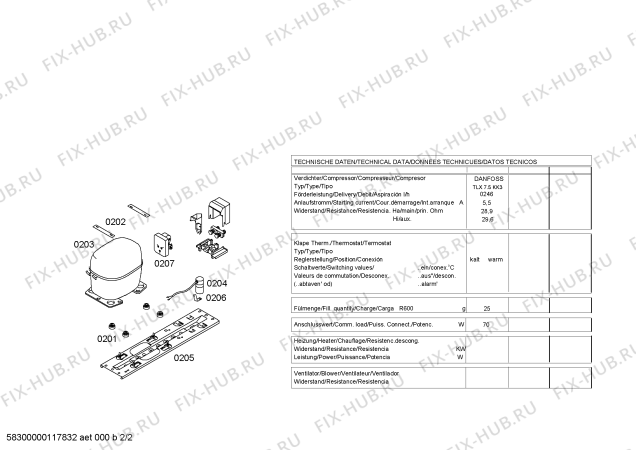 Взрыв-схема холодильника Bosch GSD10V20CH - Схема узла 02