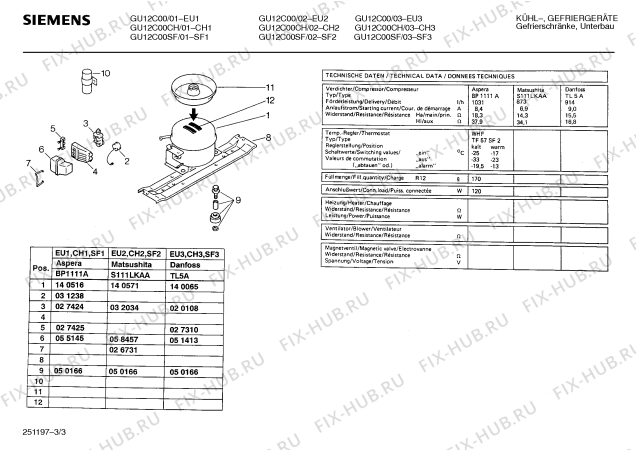 Взрыв-схема холодильника Siemens GU12C00 - Схема узла 03