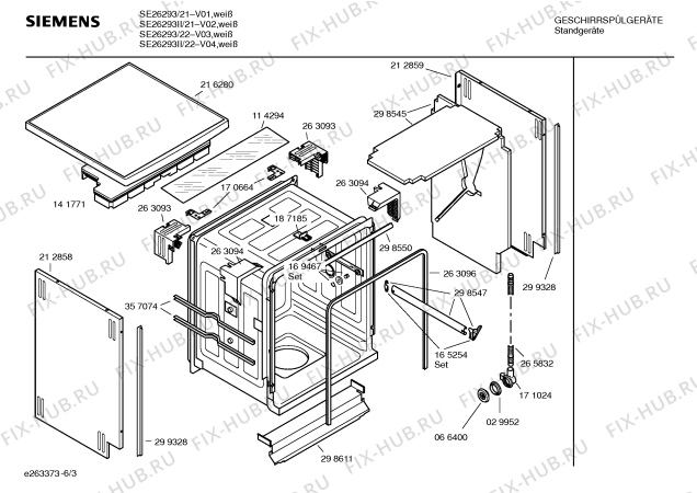 Схема №1 SE26293II PlusSense с изображением Набор кнопок для посудомойки Siemens 00187658