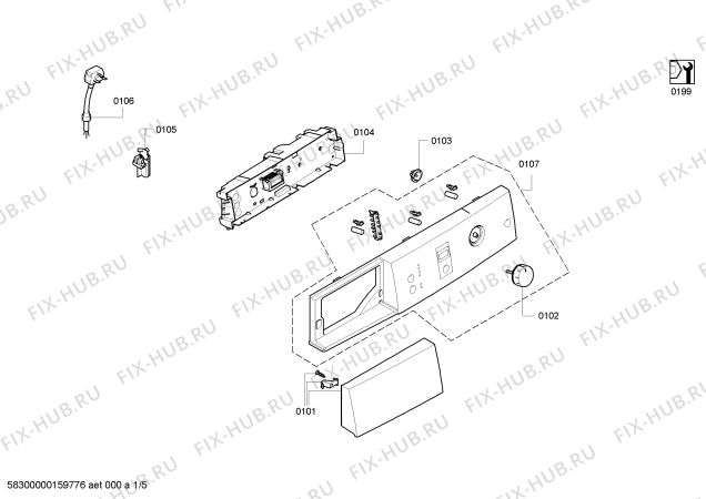 Схема №1 WTV74307UK с изображением Панель управления для сушильной машины Bosch 00705458
