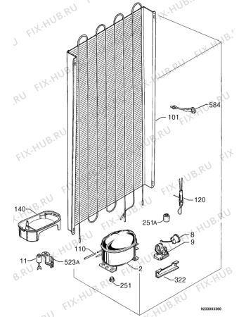 Взрыв-схема холодильника Aeg OEKO S1964-6I - Схема узла Cooling system 017