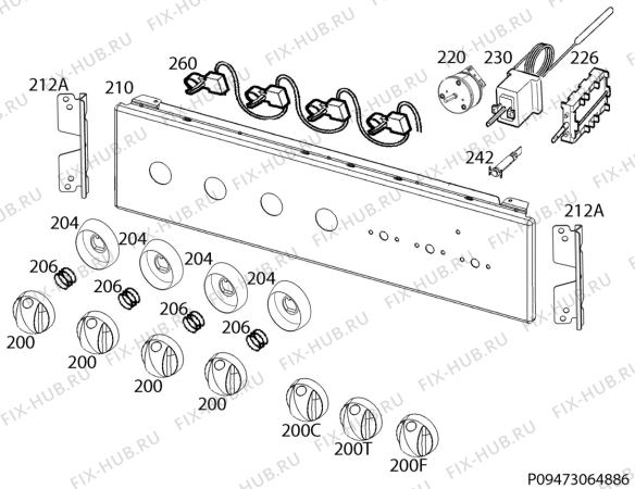 Взрыв-схема плиты (духовки) Rex Electrolux RKK61300OW - Схема узла Command panel 037