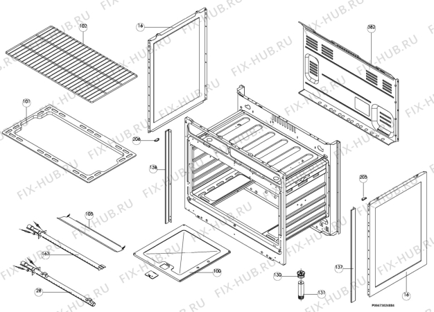 Взрыв-схема плиты (духовки) Zanussi ZW9650SI - Схема узла Section 3