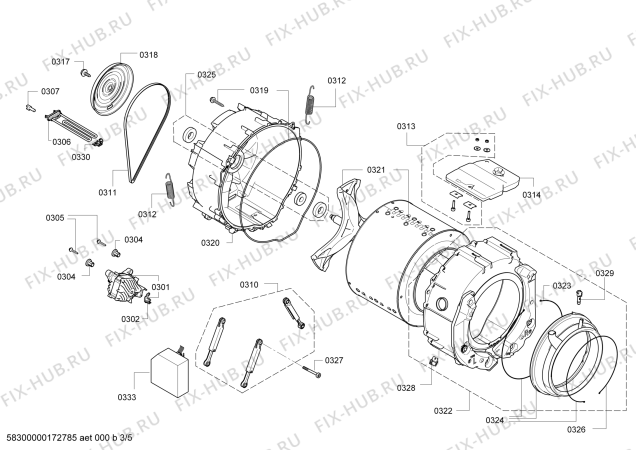 Взрыв-схема стиральной машины Siemens WM16S494 Extraklasse varioPerfect iQ790 Made in Germany - Схема узла 03