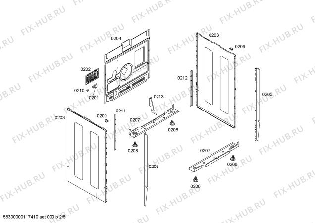 Взрыв-схема плиты (духовки) Bosch HSN321020E - Схема узла 02