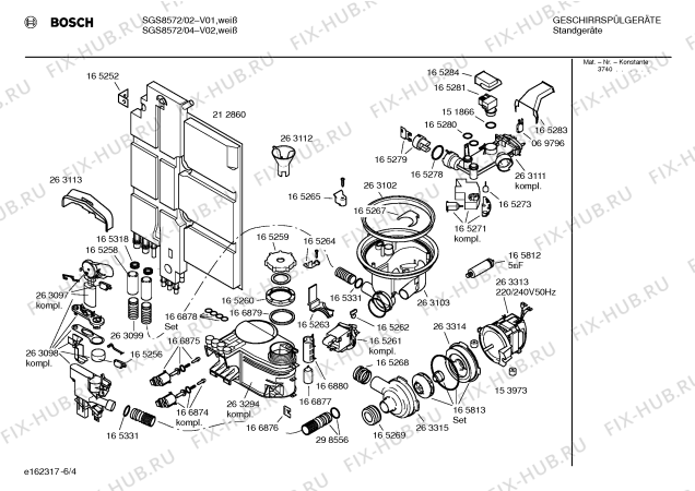 Взрыв-схема посудомоечной машины Bosch SGS8572 Exklusiv - Схема узла 04