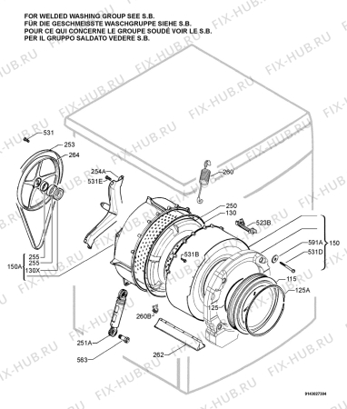 Взрыв-схема стиральной машины Zanussi Electrolux ZWF1421S - Схема узла Functional parts 267