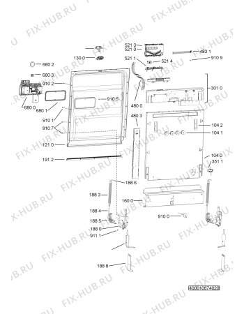 Схема №1 KDFP 6035 с изображением Ручка для посудомоечной машины Whirlpool 481010676348