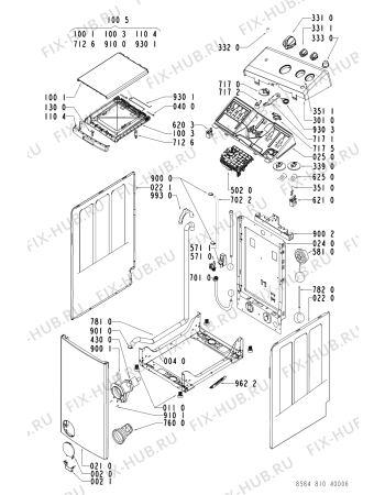 Схема №1 AWV 810 с изображением Тумблер для стиралки Whirlpool 481228210294