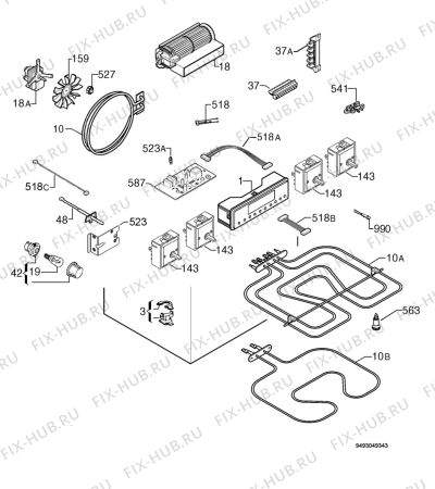 Взрыв-схема плиты (духовки) Privileg 00946870_61280 - Схема узла Electrical equipment 268