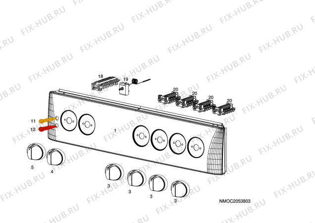 Взрыв-схема плиты (духовки) Rosenlew RKL600 - Схема узла H10 Control Panel