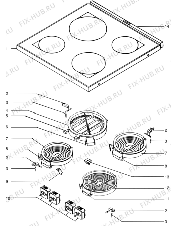 Взрыв-схема плиты (духовки) Indesit C572HCE (F013975) - Схема узла