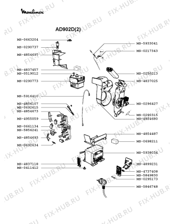 Взрыв-схема микроволновой печи Moulinex AD902D(2) - Схема узла NP002363.9P2