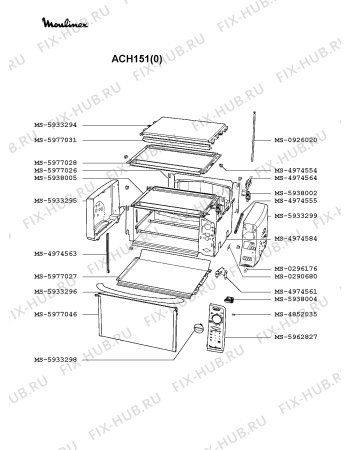 Взрыв-схема плиты (духовки) Moulinex ACH151(0) - Схема узла LP002115.3P2