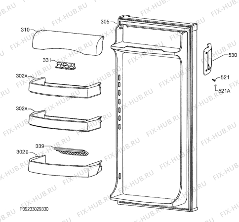 Взрыв-схема холодильника Electrolux ERC2003W8 - Схема узла Door 003