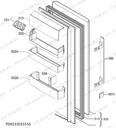 Взрыв-схема холодильника Electrolux ERF3310AOX - Схема узла Door 003