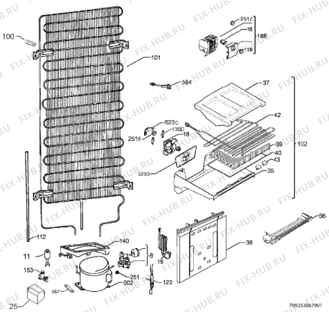 Взрыв-схема холодильника Electrolux EN3455COW - Схема узла Cooling system 017