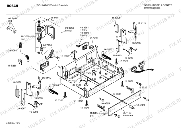Взрыв-схема посудомоечной машины Bosch SGU84A05 Exclusiv - Схема узла 05