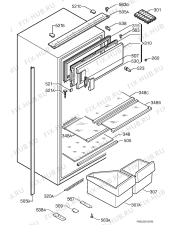 Схема №1 SK71000-4I с изображением Вноска для холодильной камеры Aeg 2270060037