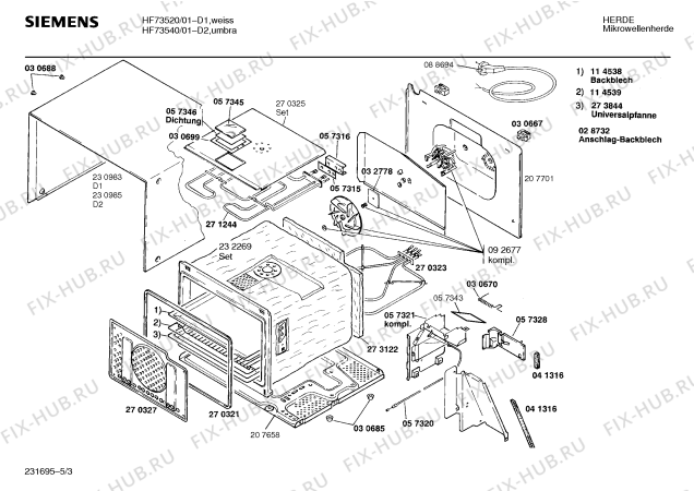 Схема №1 HF73220BB с изображением Держатель для микроволновки Siemens 00282933