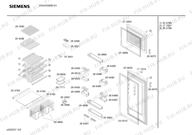 Схема №1 KS44V00NE с изображением Панель для холодильника Siemens 00355994