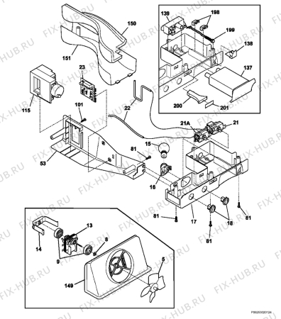 Взрыв-схема холодильника Electrolux ERL7280X4 - Схема узла Diffusor